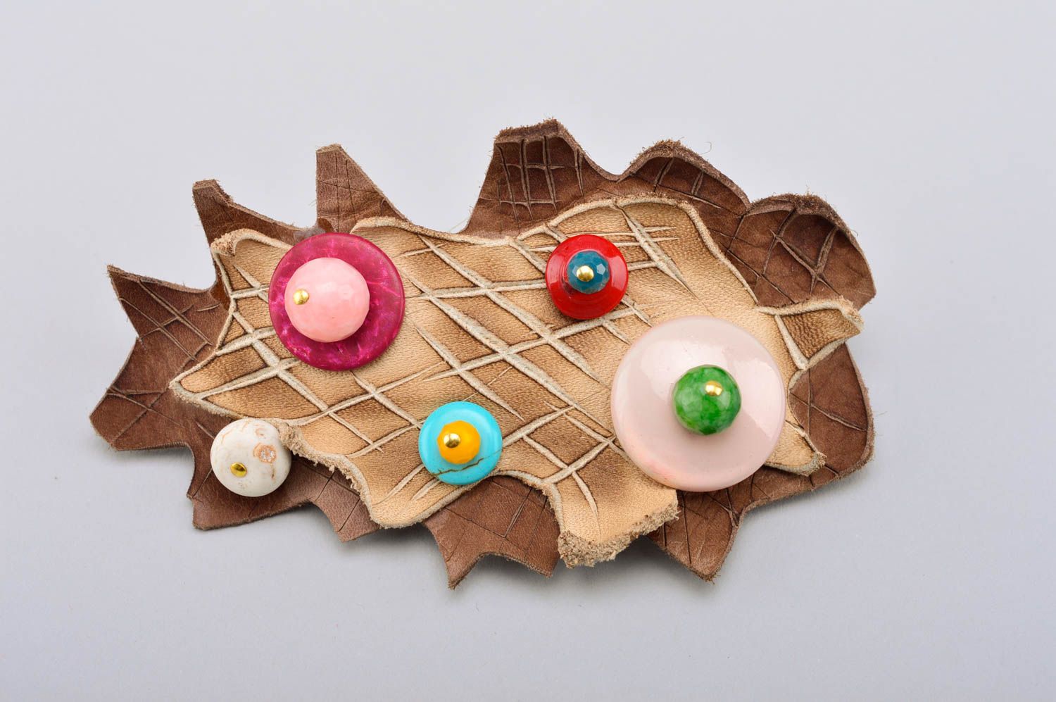 Handmade leather barrette leather hair clip hair accessories present for girl photo 2