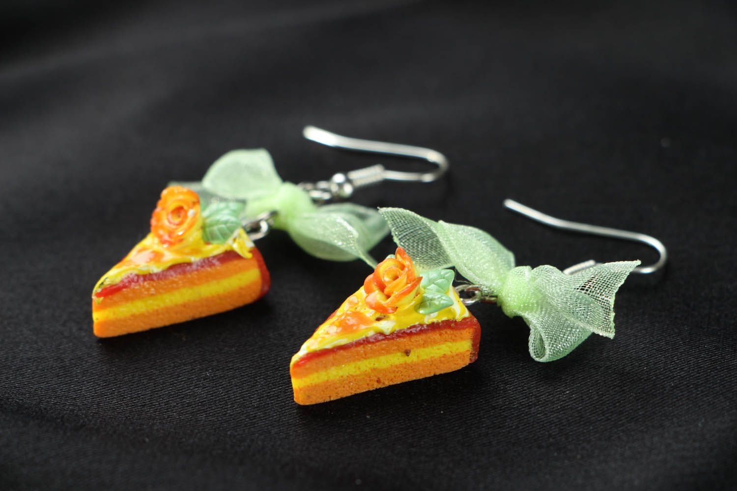 Polymer clay earrings with charms photo 2