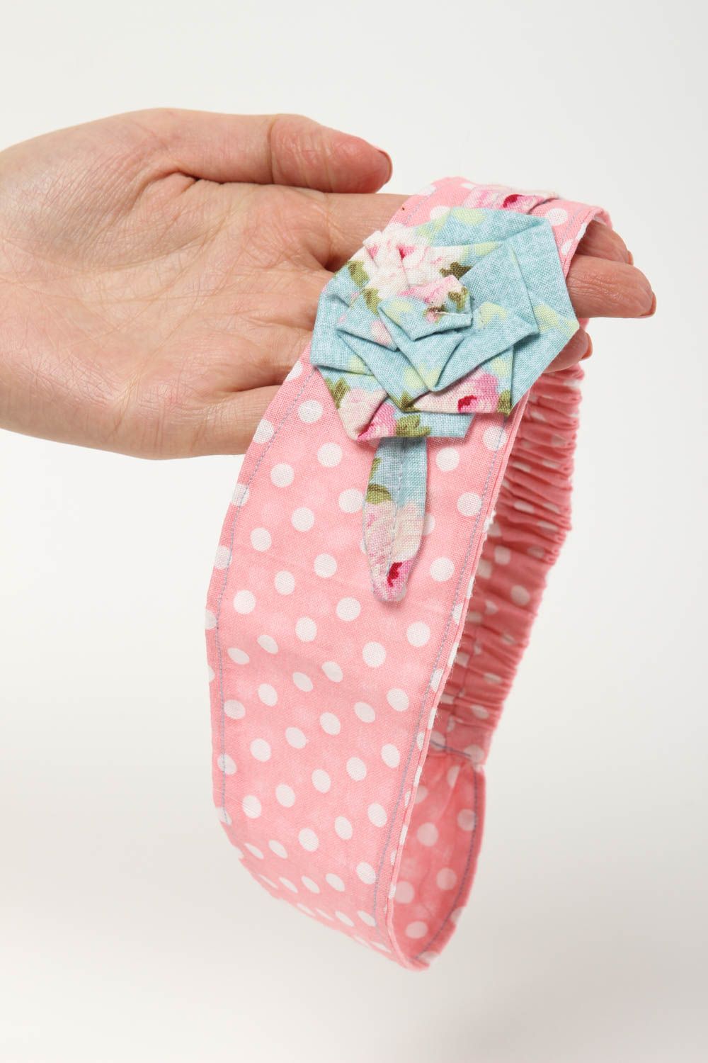 Повязка на голову ручной работы повязка для девочки детская повязка в горошек фото 5