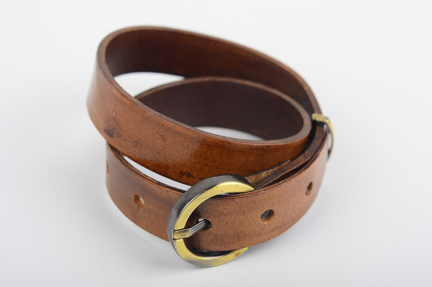 Кожаный браслет ручной работы украшение из кожи браслет на руку коричневый фото 2