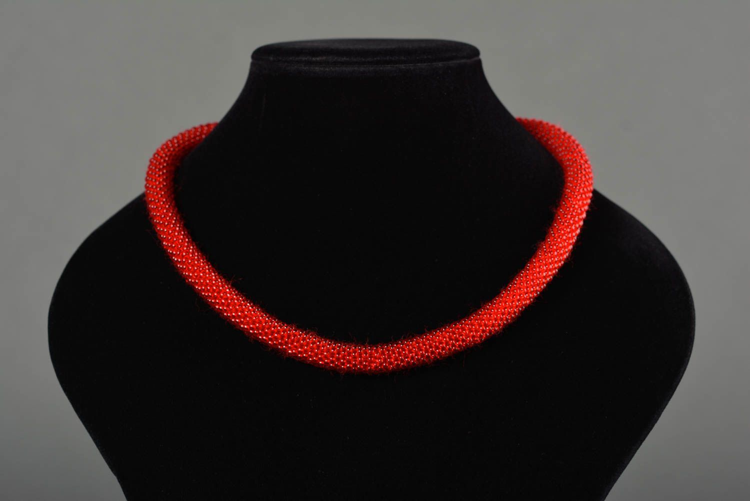 Bead cord necklace handmade accessories unusual red beaded necklace women gift photo 3
