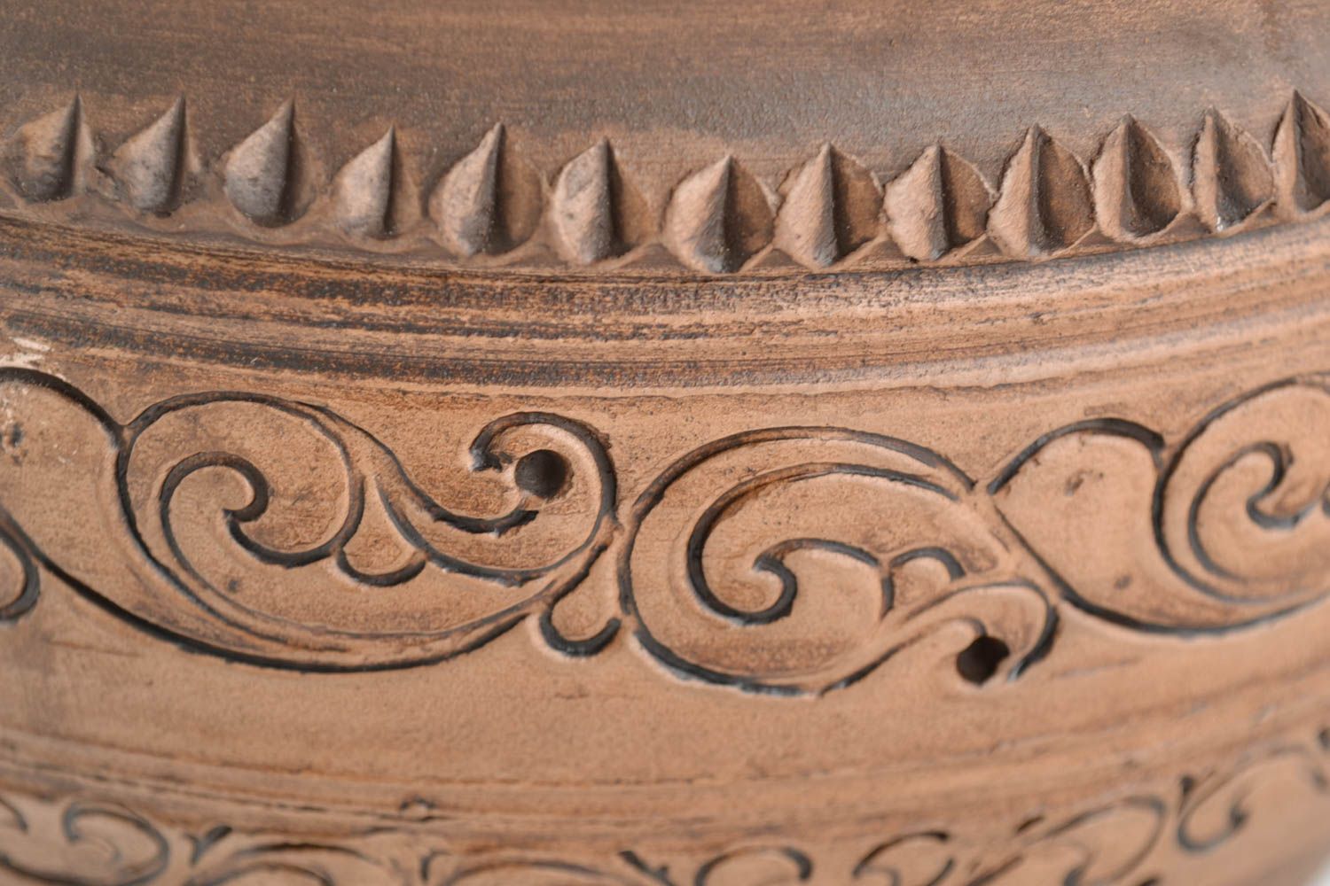 Bol en argile fait main poterie ethnique originale capacité de 3 litres photo 5