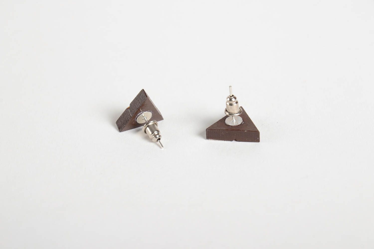 Beautiful handmade wooden earrings stud earrings accessories for girls  photo 4