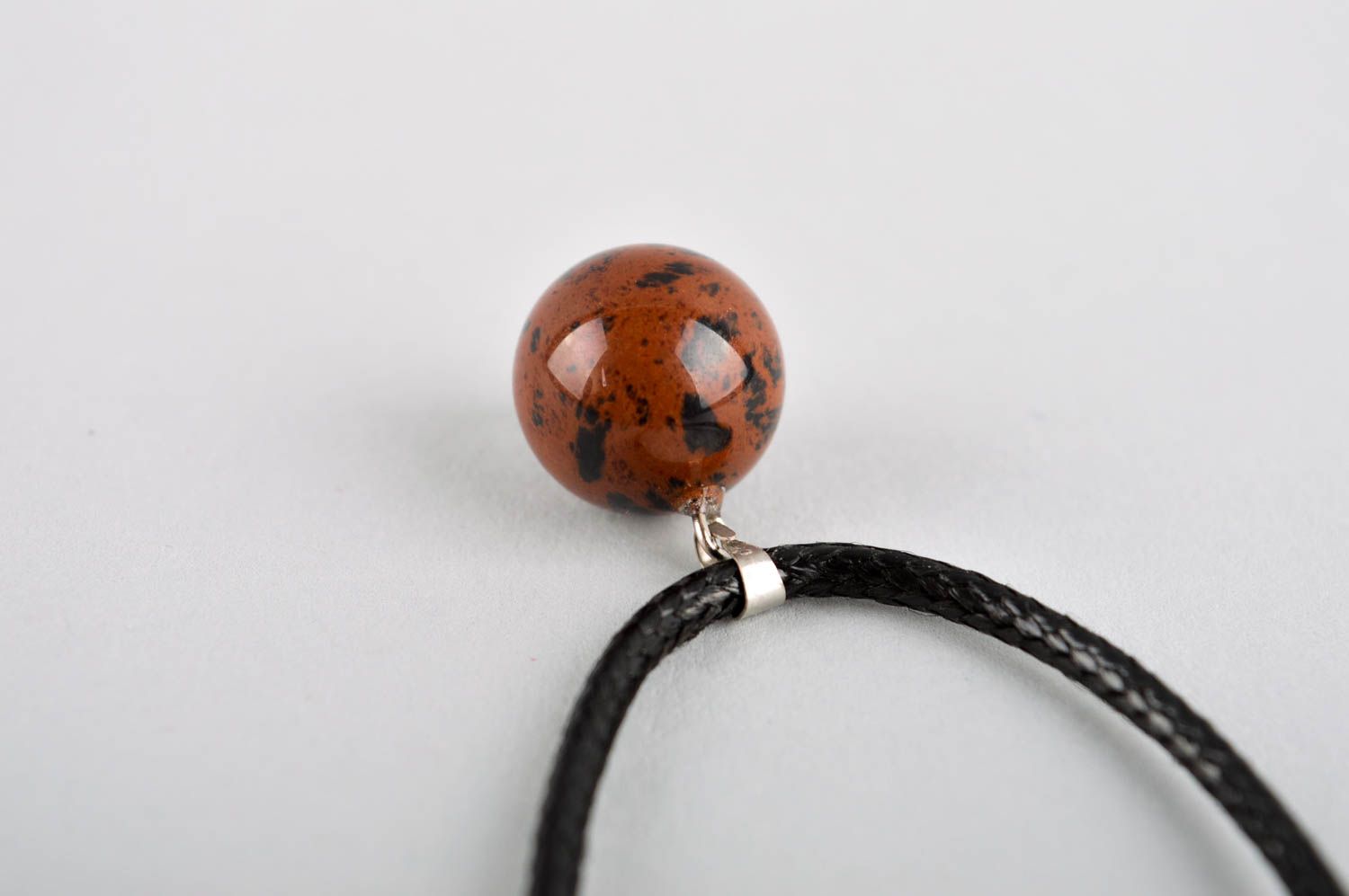 Handmade cord pendant with natural stone stylish jewelry handmade accessories  photo 2