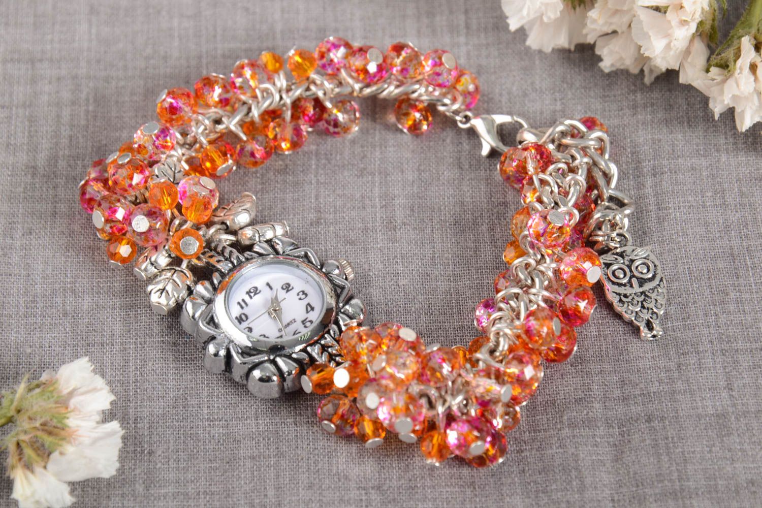 Beautiful handmade beaded wristwatch bracelet wrist watch ideas gifts for her photo 1