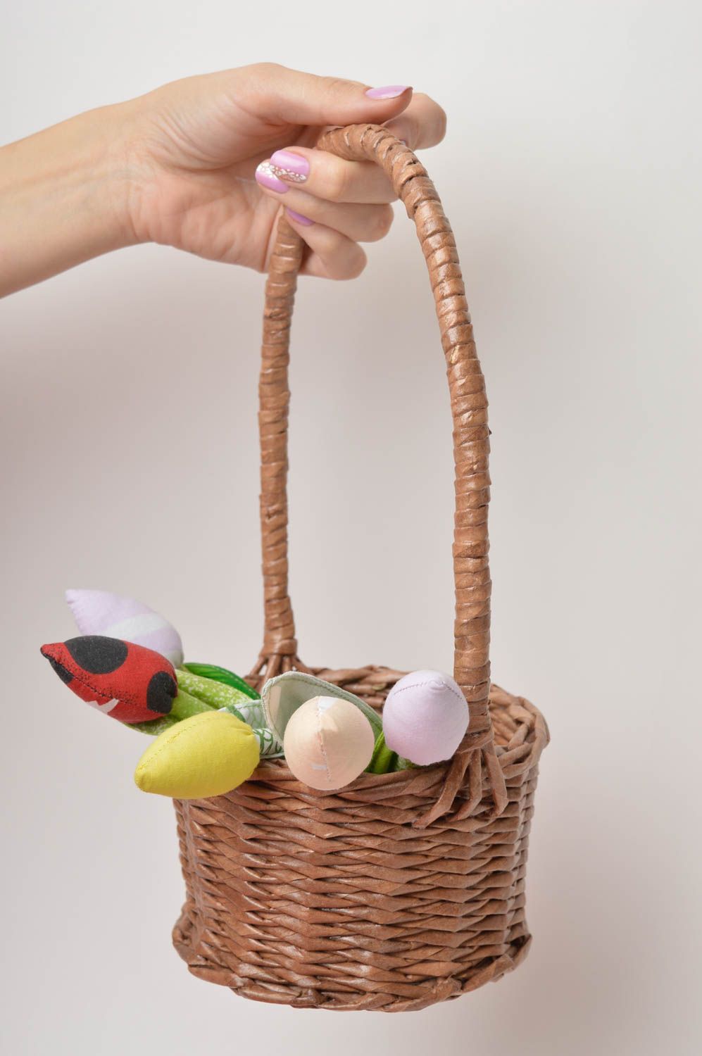 Homemade home decor Easter basket paper basket flower composition souvenir ideas photo 5