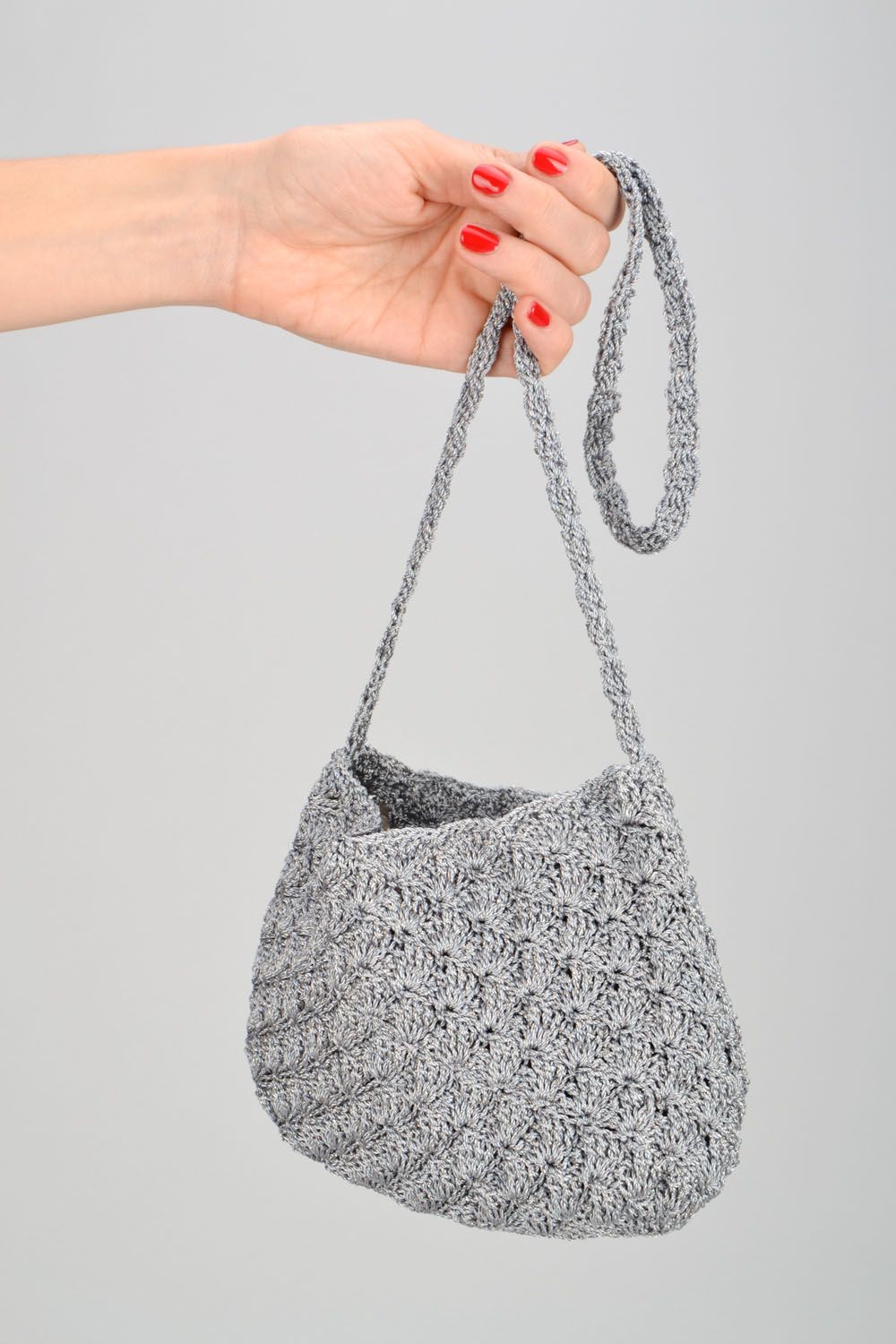 Crochet handbag Gray photo 1