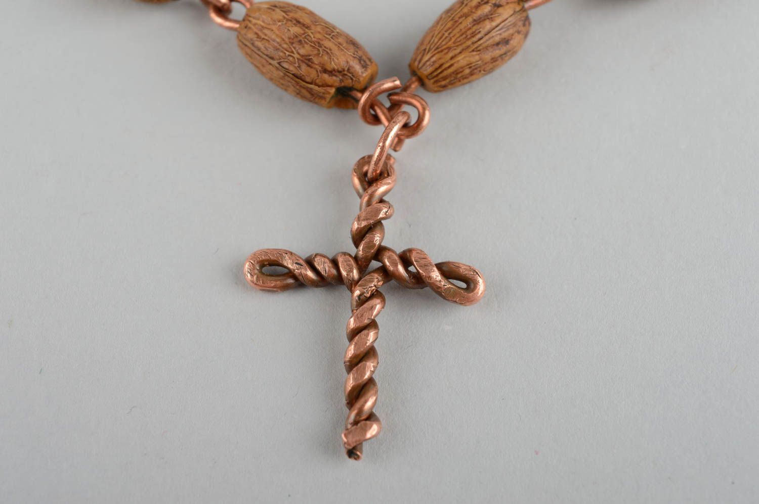 Chapelet fait main Bijou religieux fait main Cadeau original avec croix en métal photo 3