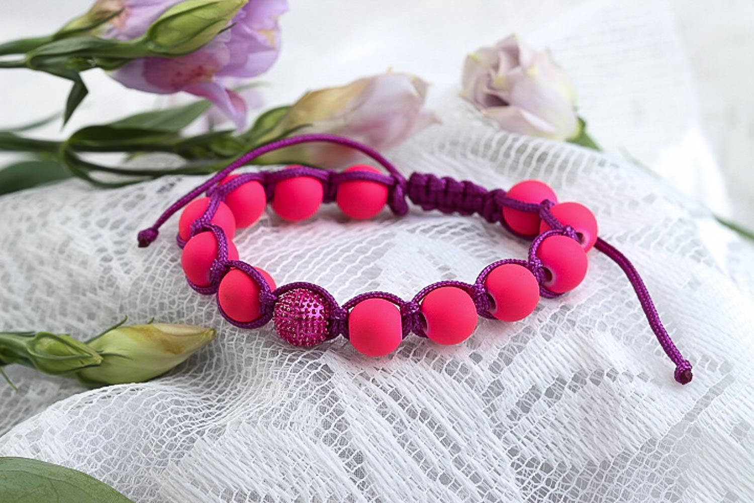 Bracelet tendance Bijou fait main rose violet cadeau Accessoire femme casual photo 5
