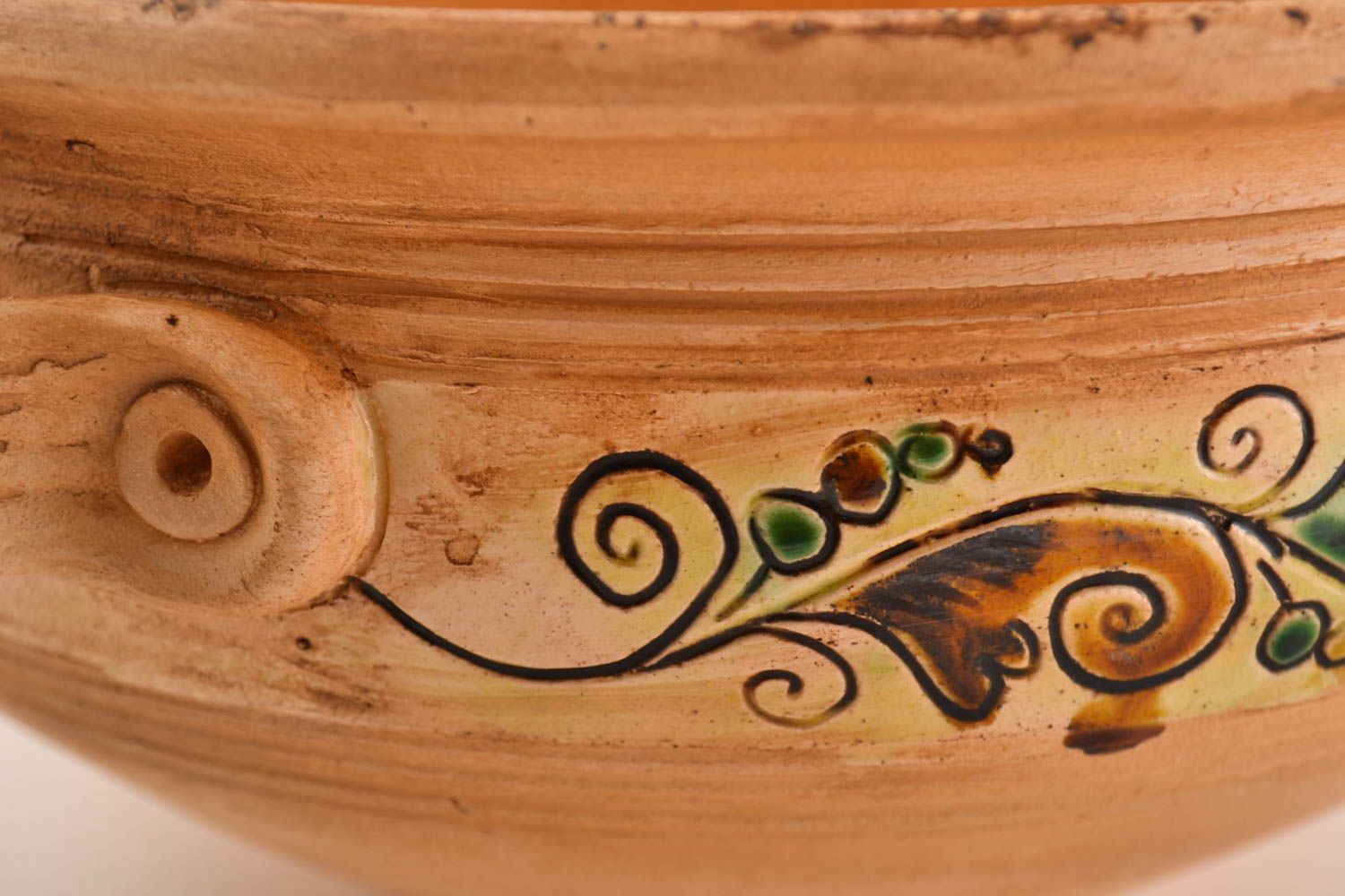 Handgemachte Keramik große Schale Geschirr aus Ton schönes Geschirr 2 L bemalt foto 4