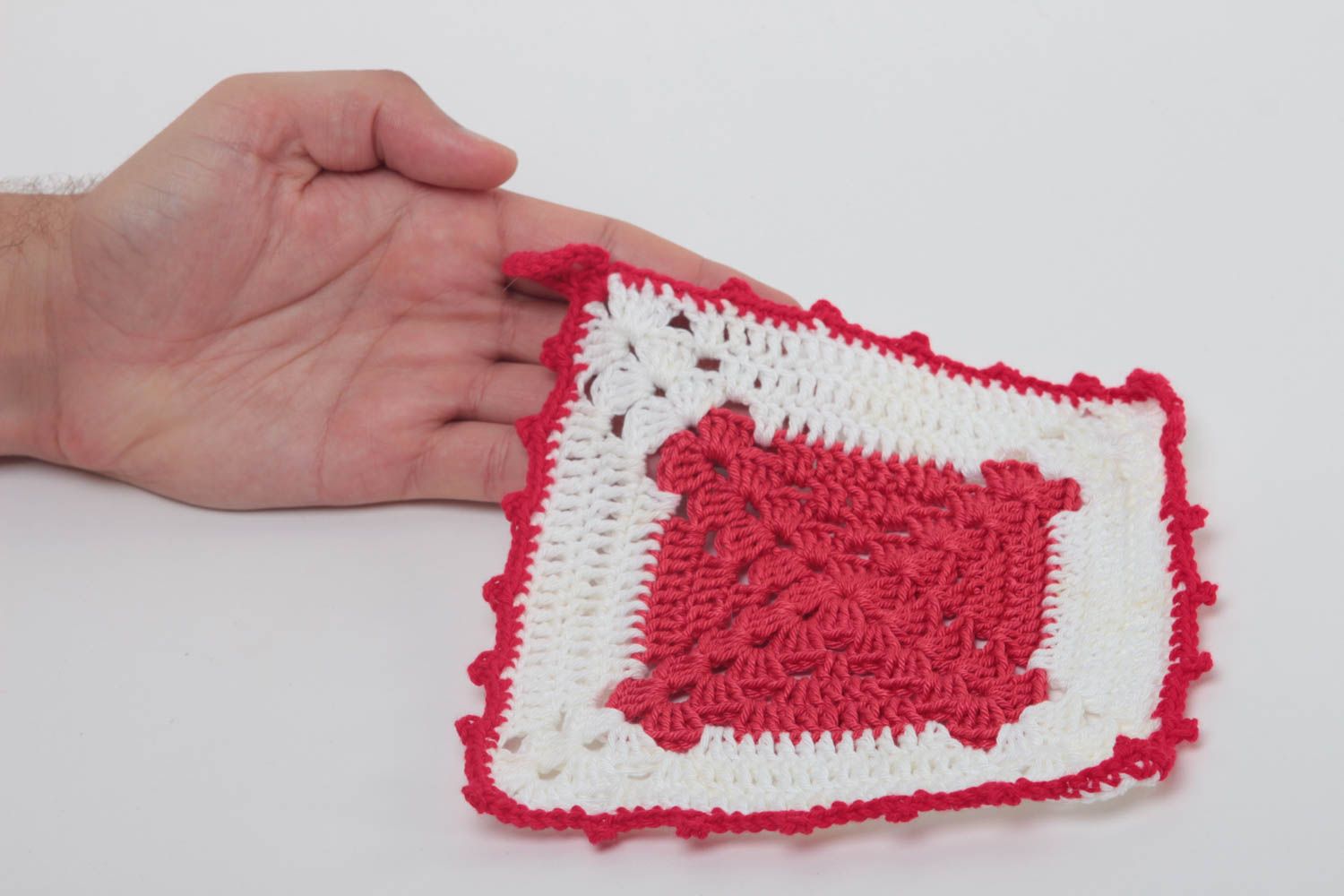 Agarradera al crochet hecha a mano accesorio de cocina elemento decorativo foto 5