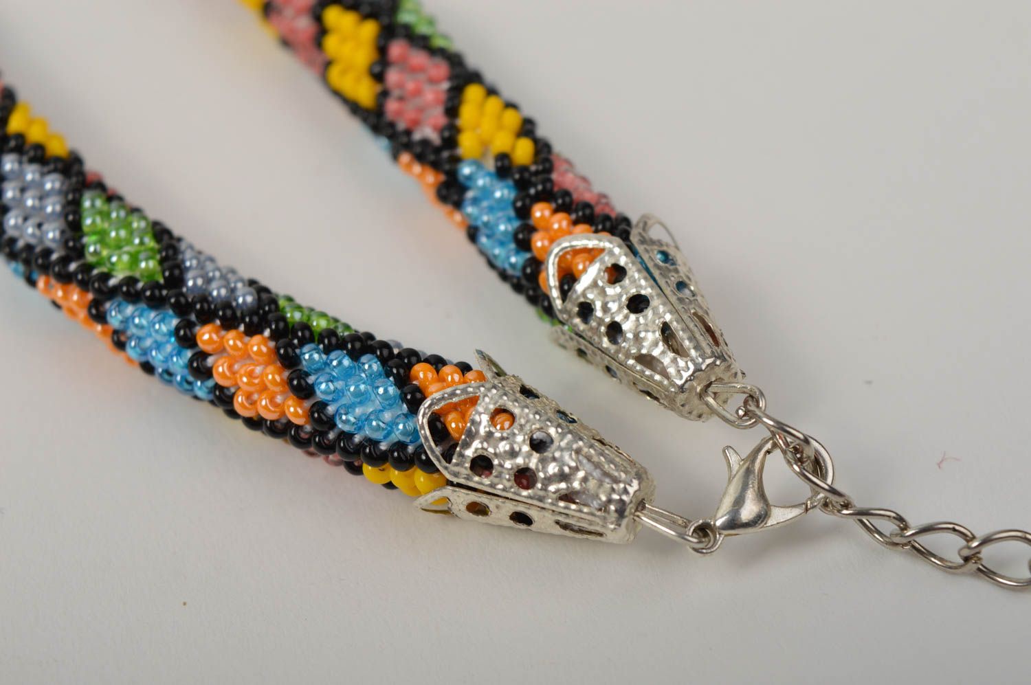 Collier spirale Bijou fait main perles de rocaille multicolore Cadeau femme photo 3