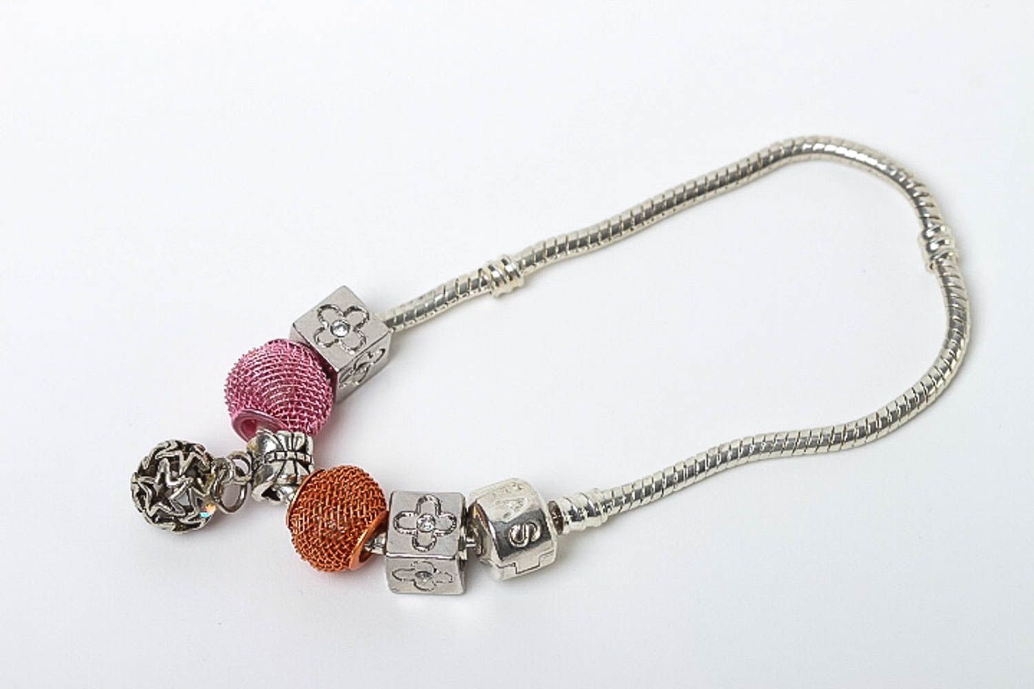 Bracelet métal Bijou fait main perles fantaisie pendeloque Accessoire mode photo 2