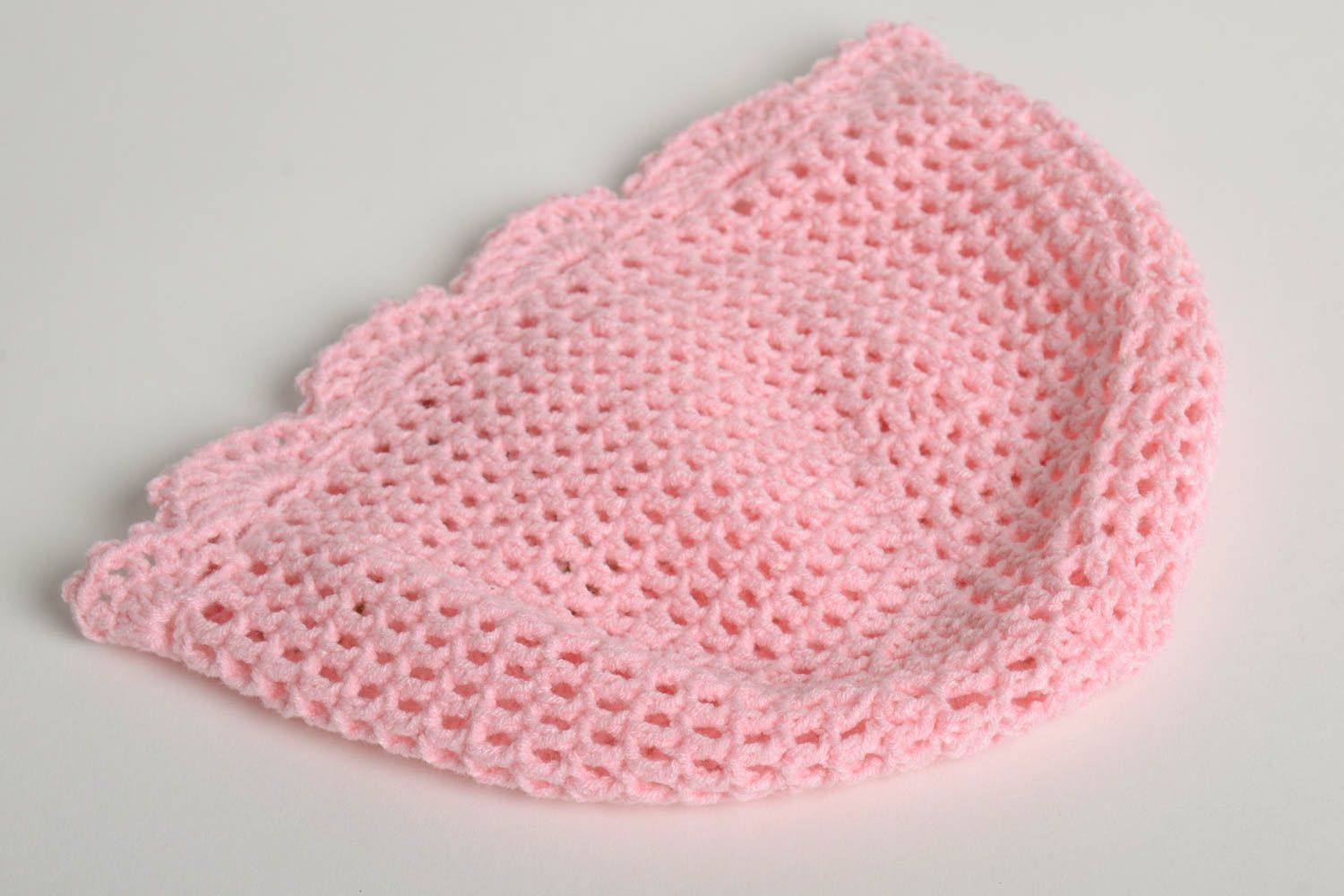 Bonnet tricot fait main Chapeau au crochet rose printemps Vêtement enfant design photo 4