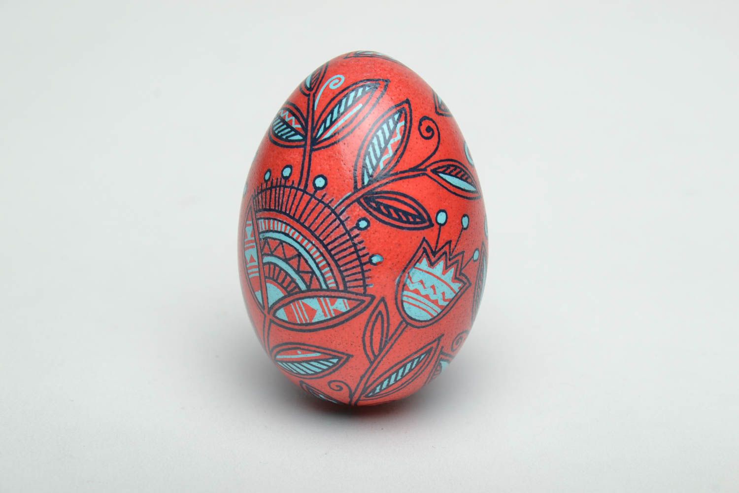 Déco œuf de Pâques peint de poule ornement Fleurs fait main style ethnique photo 3