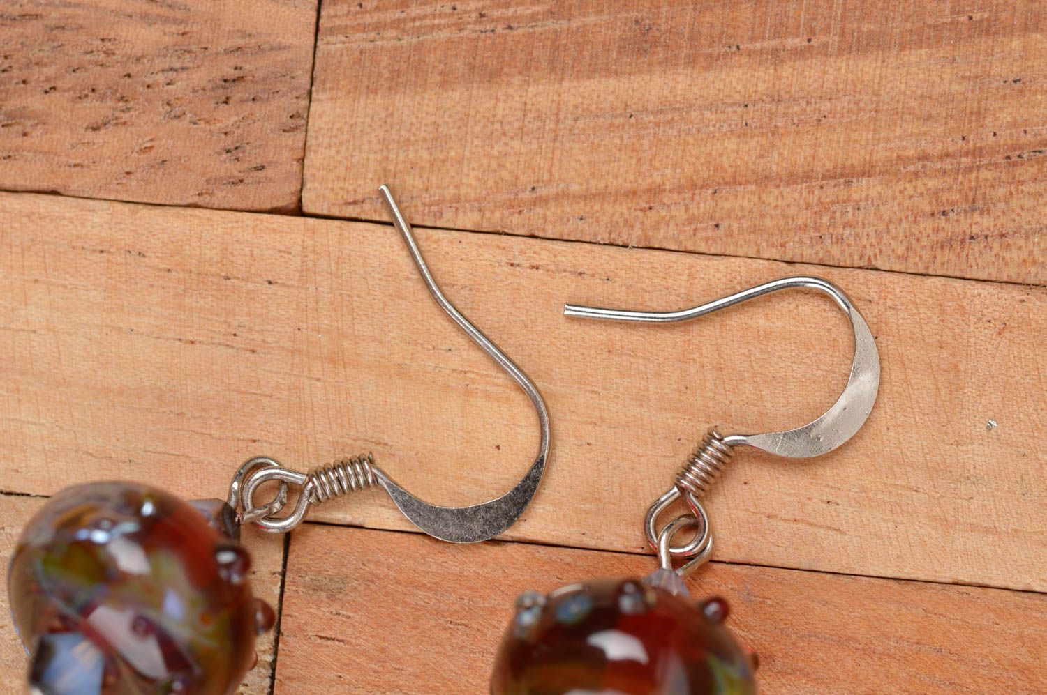 Handmade glass earrings long earrings with beads glass jewelry lampwork jewelry photo 4