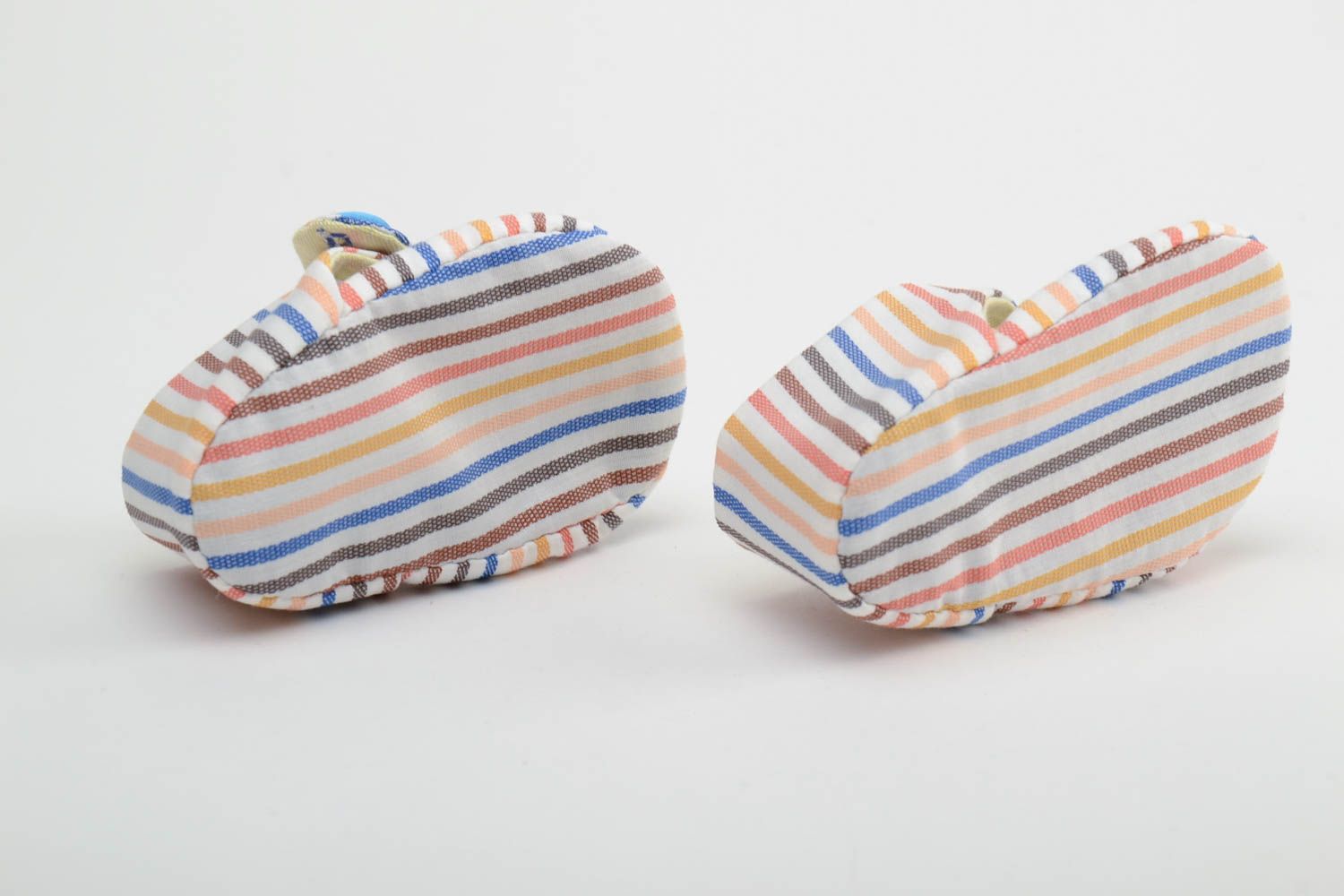 Туфельки для девочки полосатые с бантиками цветные из хлопка ручной работы фото 4