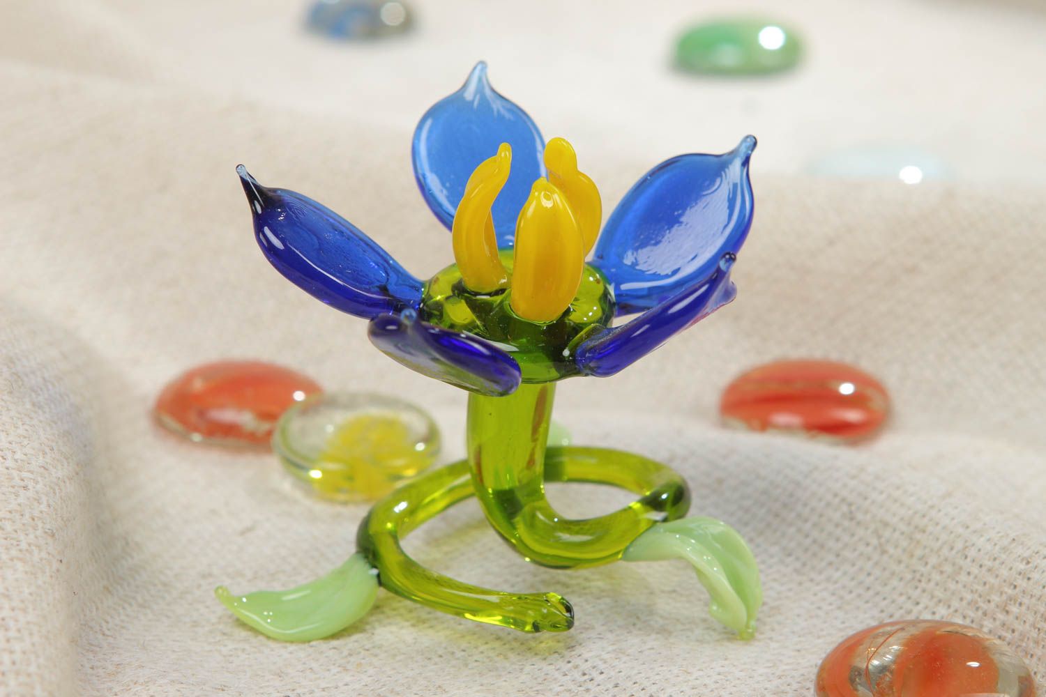 Collectible lampwork glass statuette Flower photo 5
