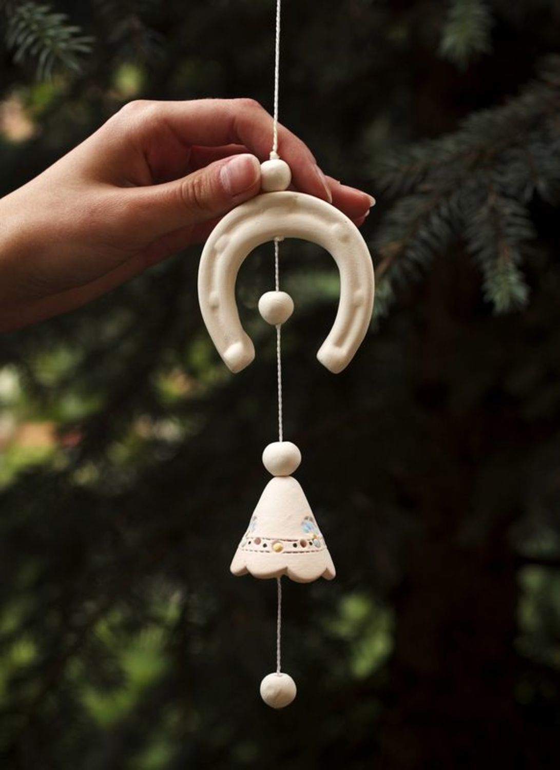Hanging ceramic bell for good luck photo 3