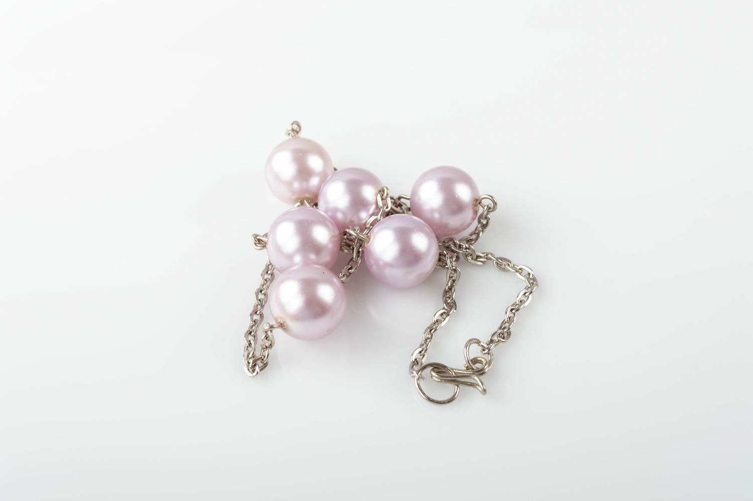 Handmade necklace accessory with artificial pearls stylish unusual jewelry photo 4