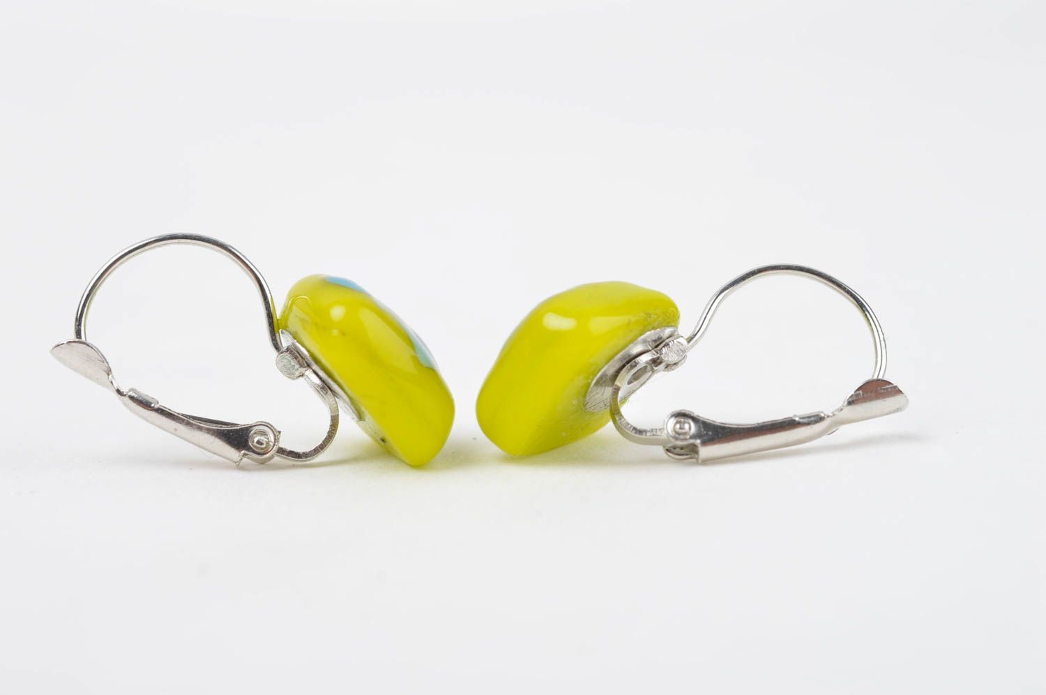 Handmade lange Ohrringe Damen Schmuck Accessoire für Frauen aus Glas in Gelb foto 2
