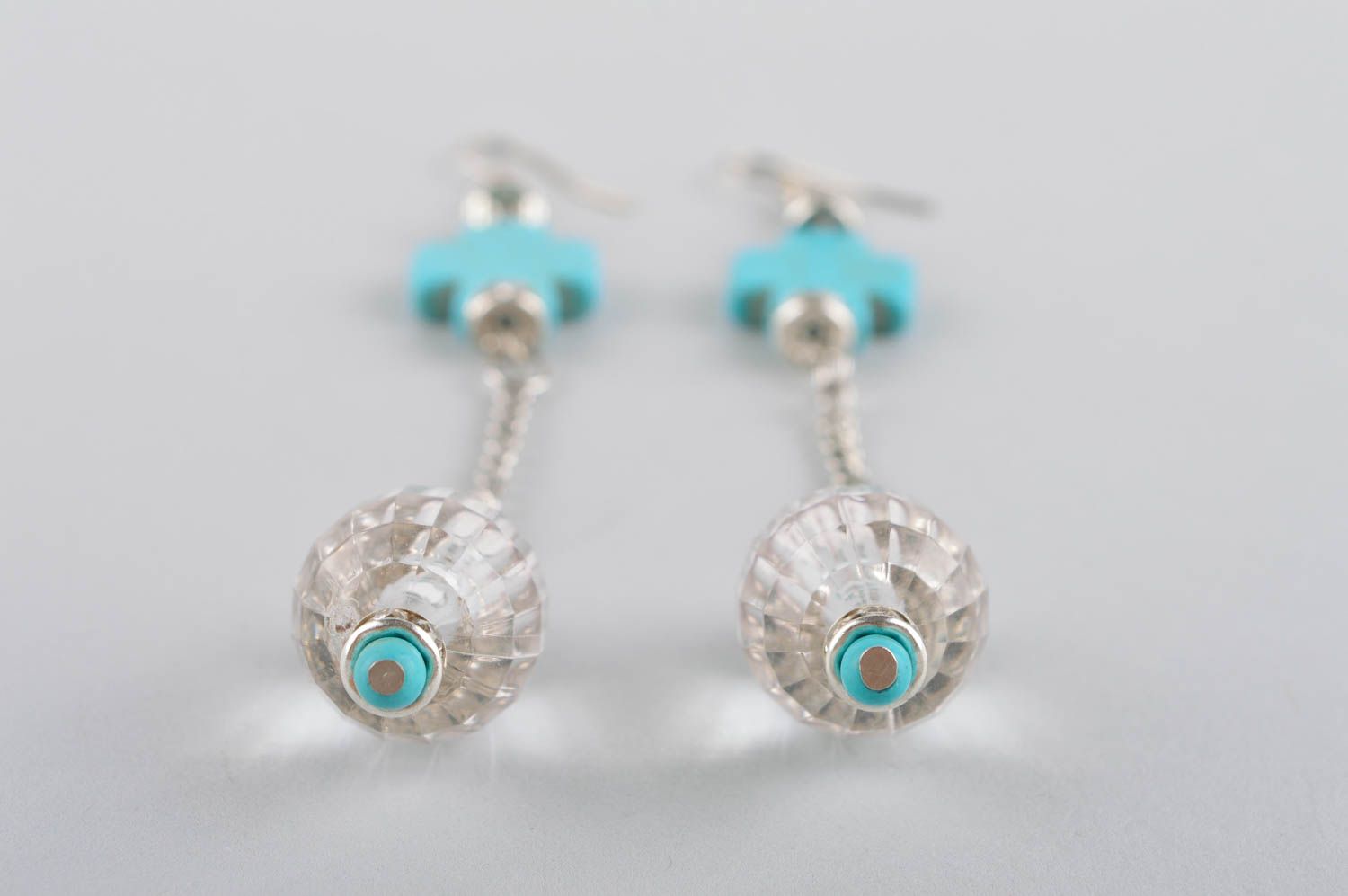 Handmade earrings with turquoise long earrings with charms evening jewelry photo 5