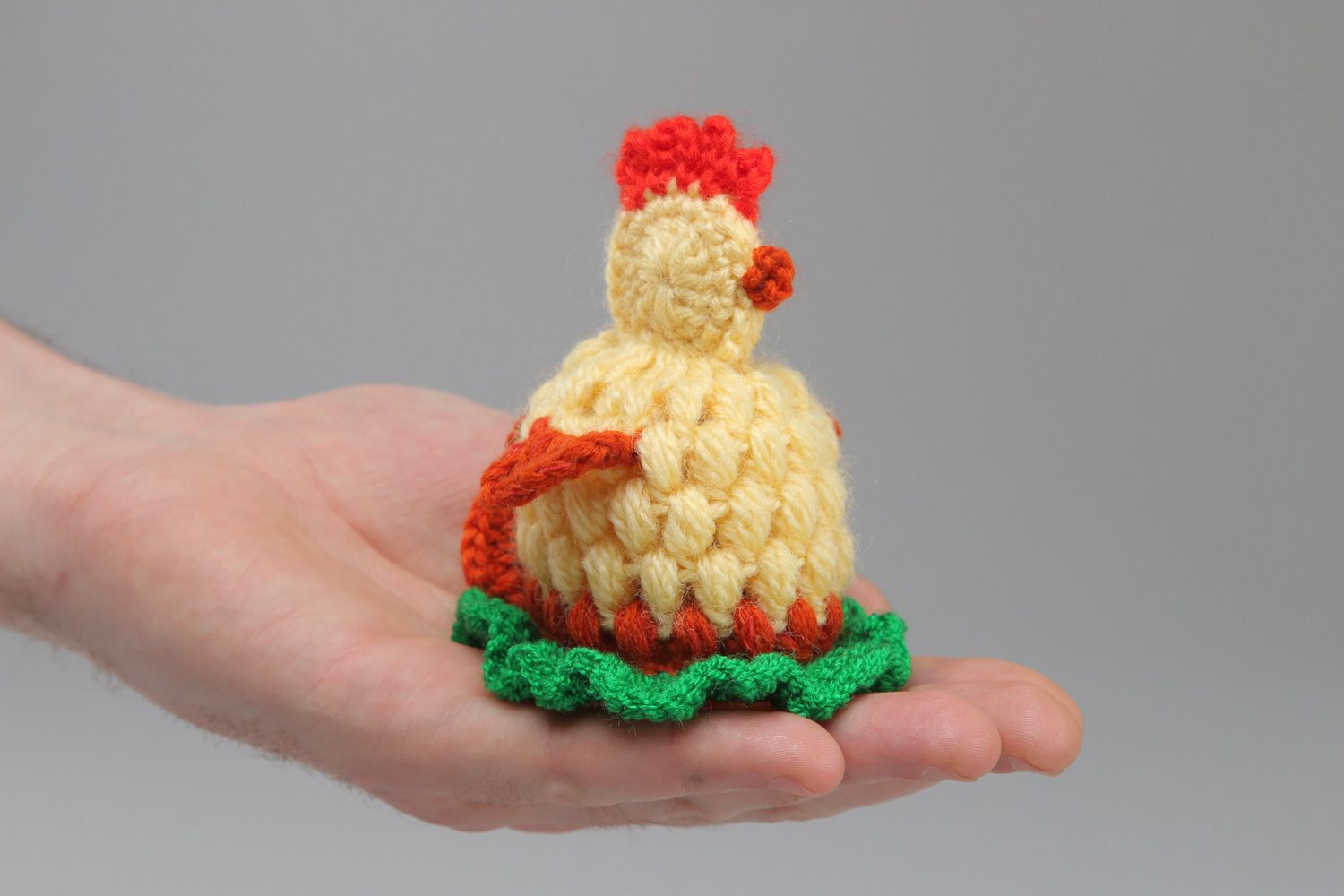 Handmade Easter decorative chicken for one egg crocheted of wool and acrylics photo 4