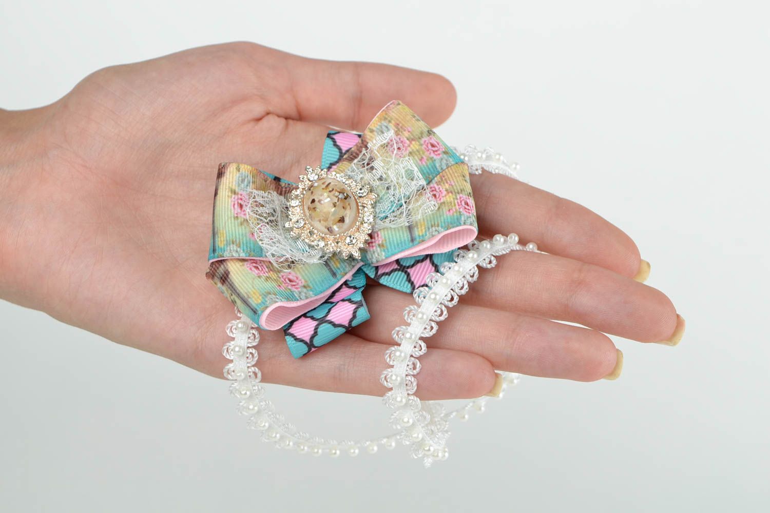 Handmade Haarband mit Schleife Haarschmuck für Kinder Mode Accessoire  foto 1