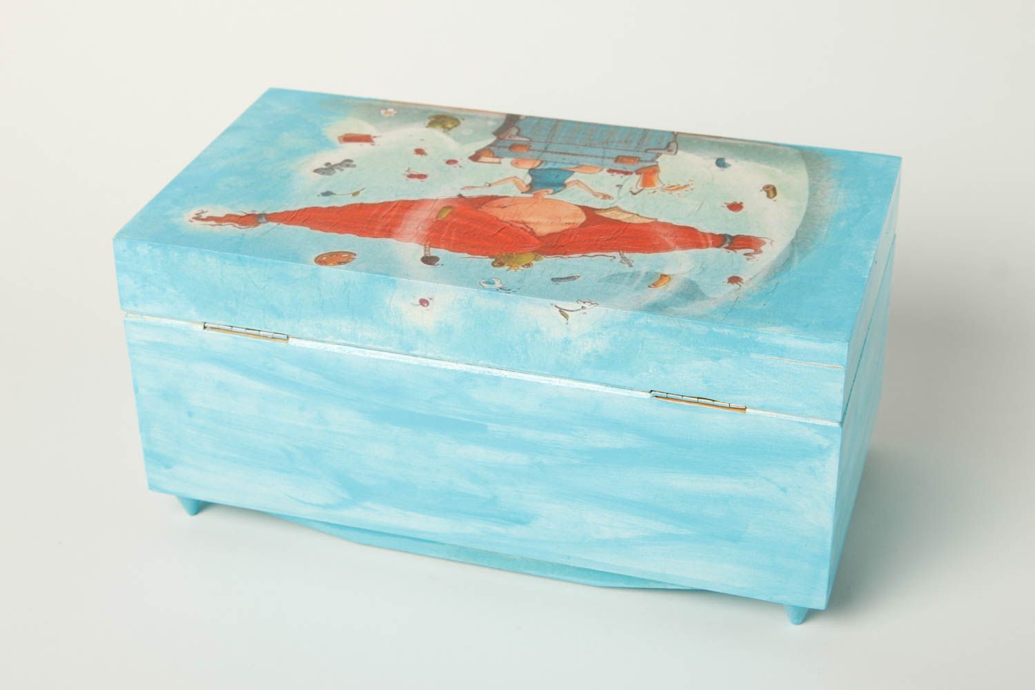 Portagioielli di legno fatto a mano scrignetto per gioielli in stile decoupage
 foto 3