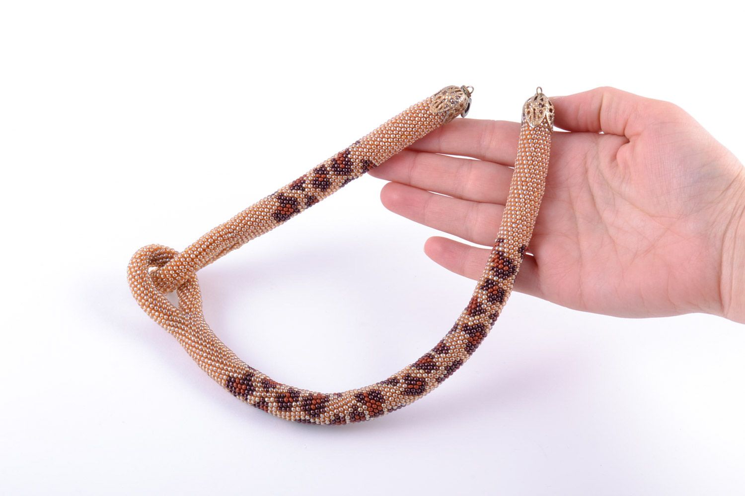 Accessoire collier en perles de rocaille fait main couleur léopard pour femme photo 2