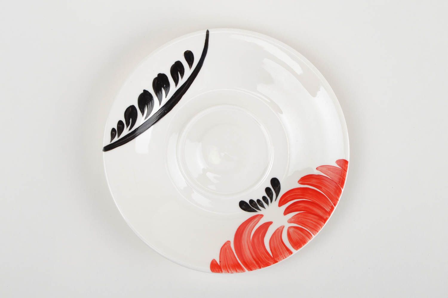 Керамическая тарелка из фарфора блюдце с Петриковской росписью ручная работа фото 3