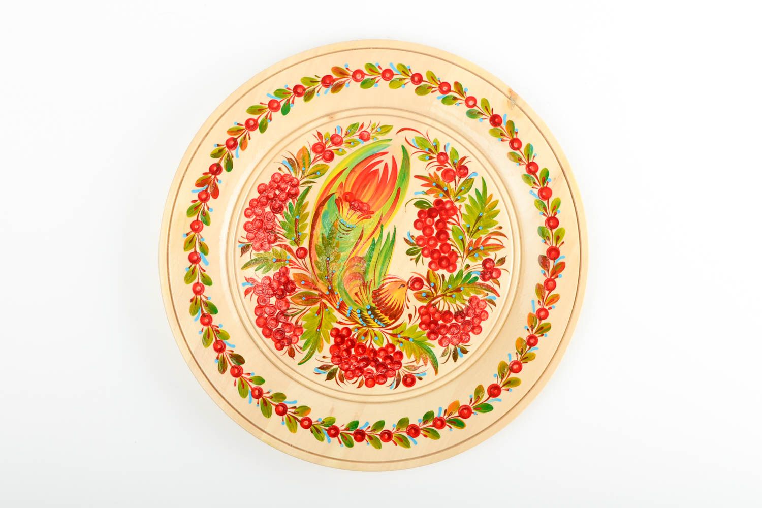 Подарочная тарелка с росписью ручной работы деревянная посуда декор для дома фото 4