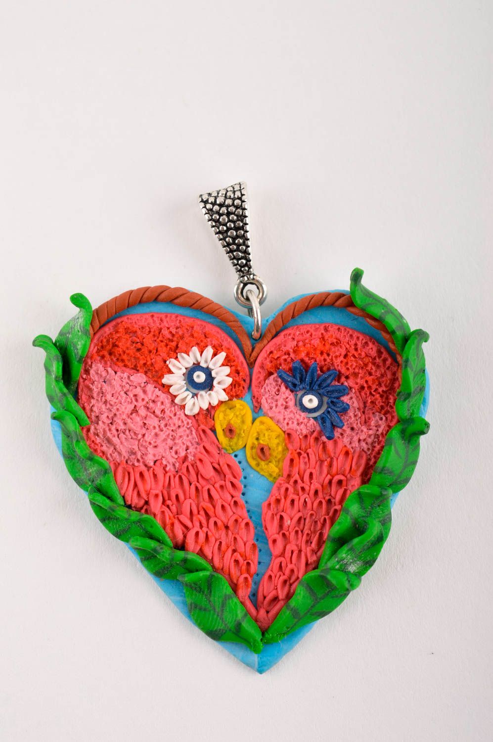 Pendentif en forme de coeur Bijou fait main en pâte polymère Cadeau femme photo 2