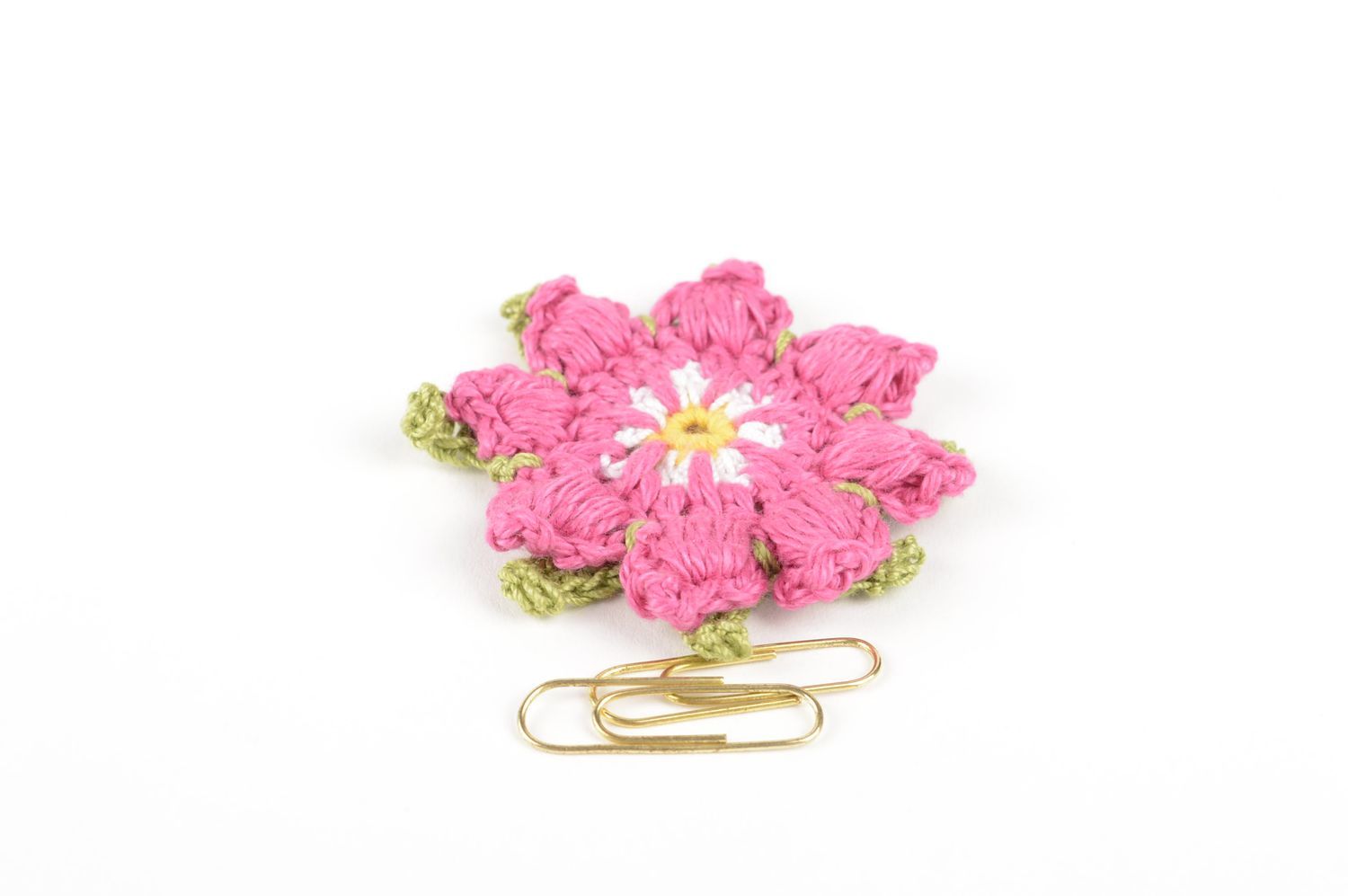Fleur pour bijoux faite main Fourniture bijoux au crochet rose Loisirs créatifs photo 5