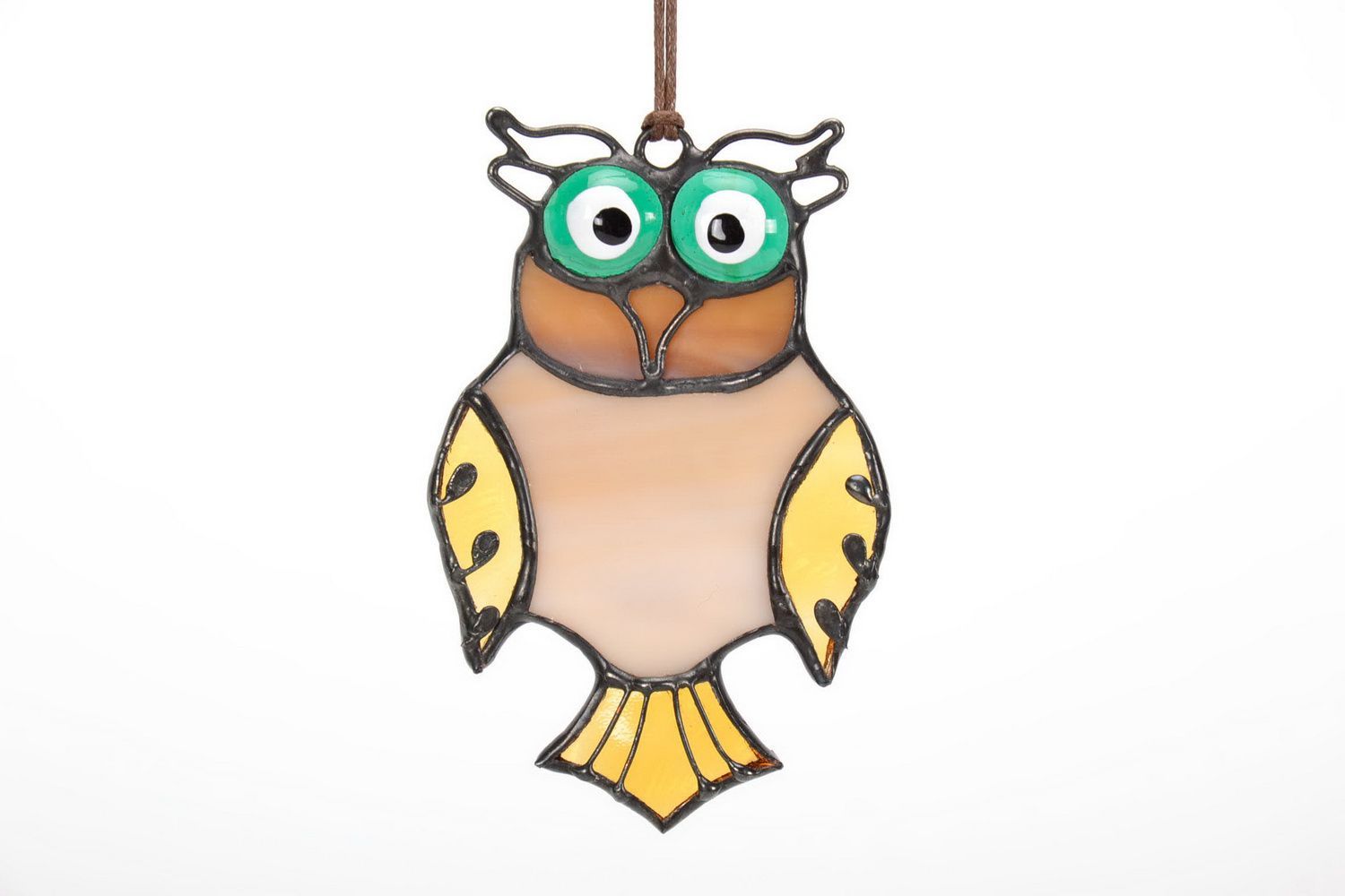Interior stained glass pendant Owl photo 1