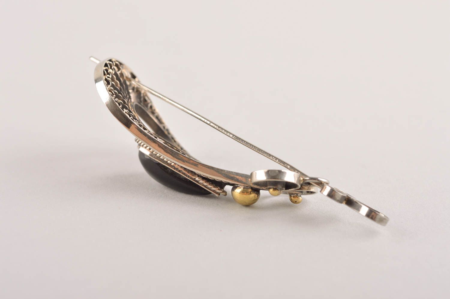 Handmade Haar Accessoire Haar Spange Metall schmuck aus Kupfernickel mit Achat foto 4