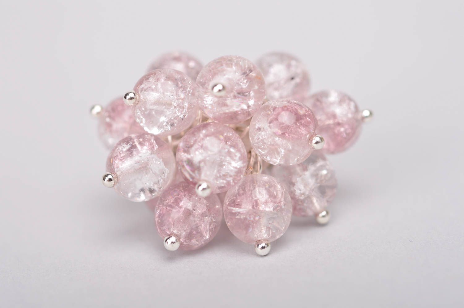 Handmade rosa Ring Schmuck aus Glasperlen Accessoire für Frauen ungewöhnlich foto 3