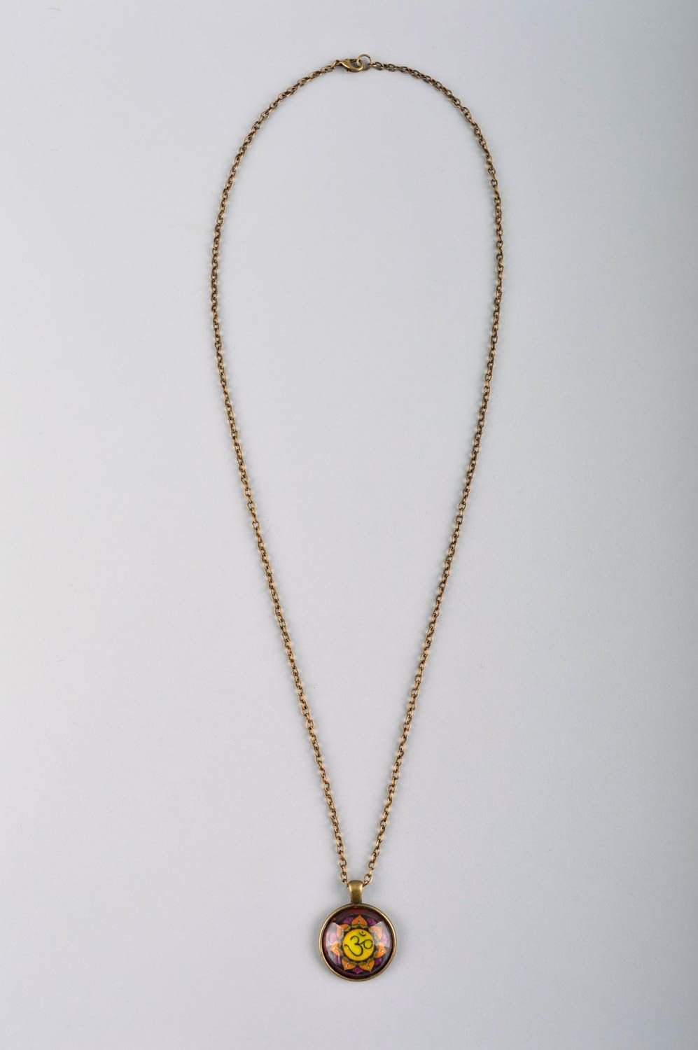 Handmade chain pendant with glass stylish jewelry handmade accessories  photo 2