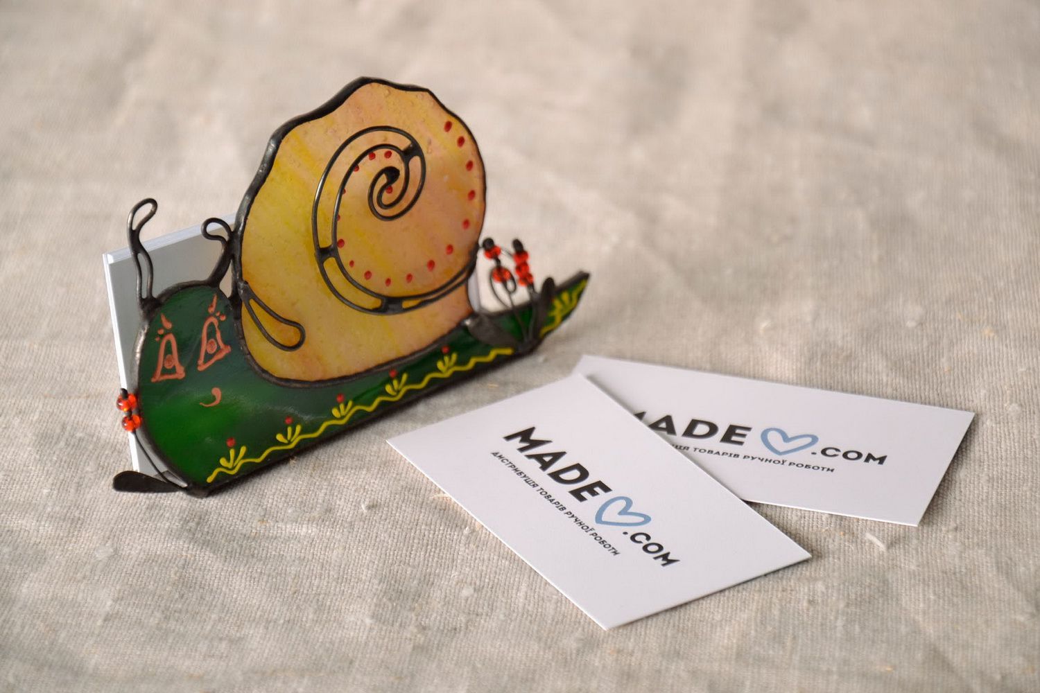 Stained glass business card holder Snail photo 1