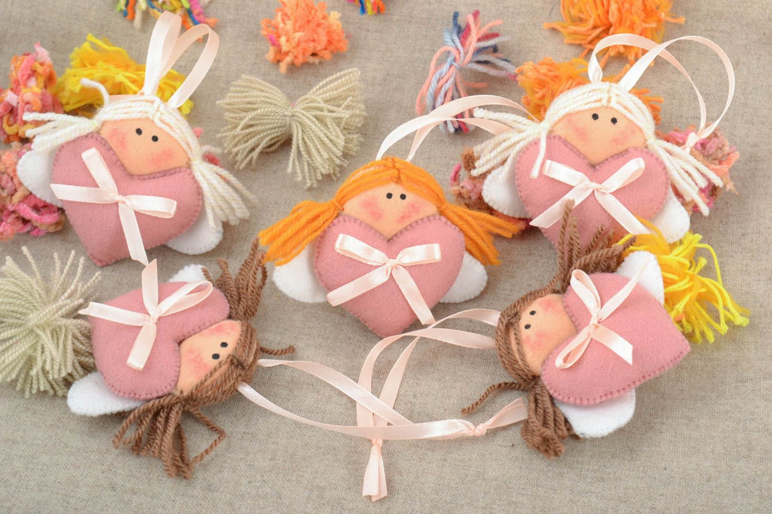 Set of 5 handmade small beautiful soft interior toys with eyelets Angels photo 1