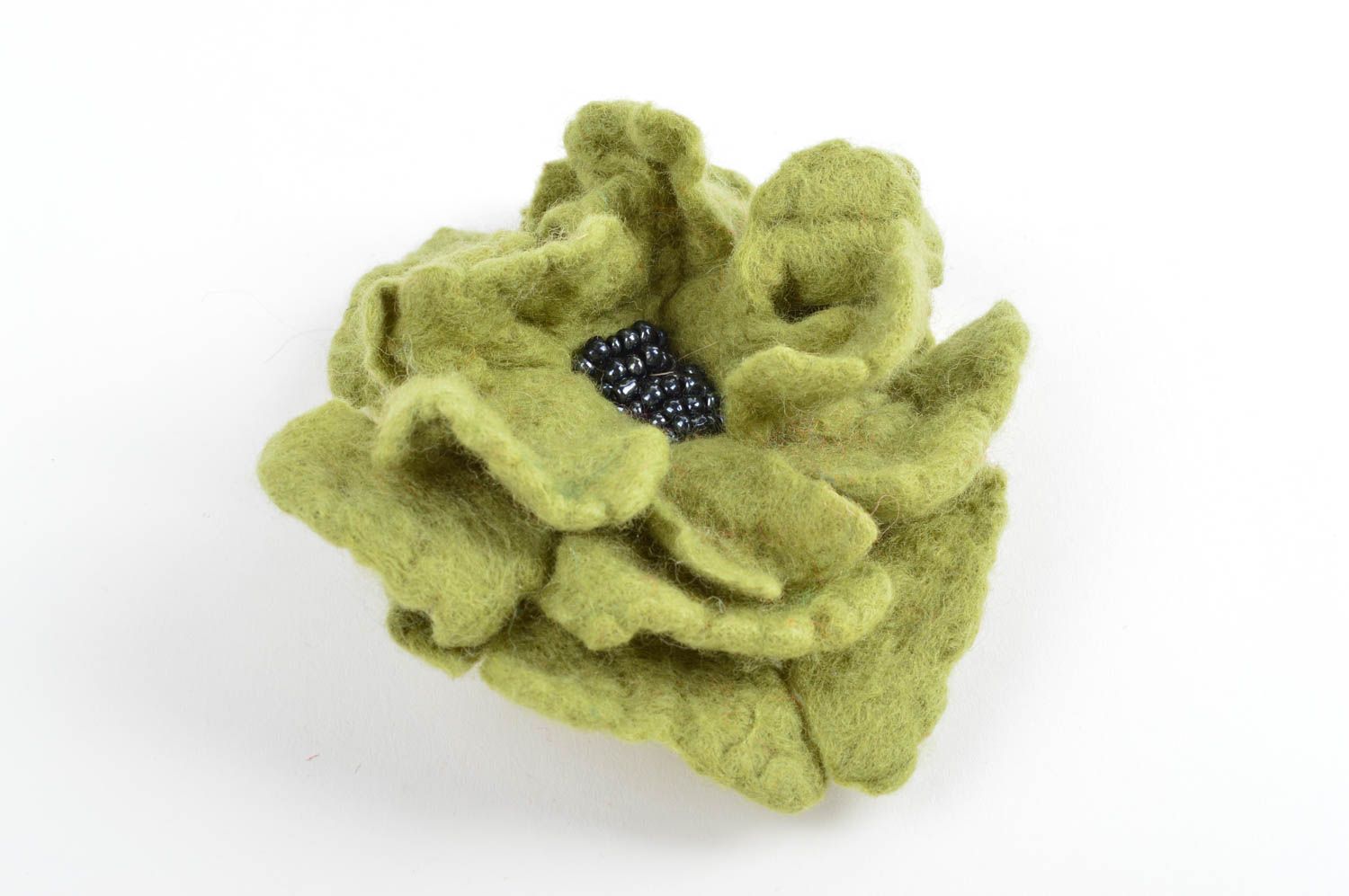 Broche verte Bijou fait main laine feutrée Accessoire femme design de créateur photo 1
