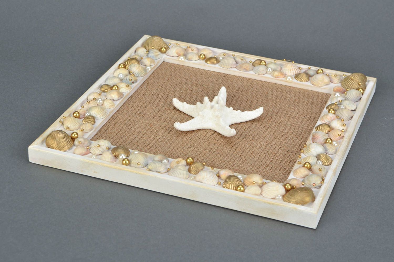Tableau de créateur fait main avec coquilles et étoile de mer décoration maison photo 4