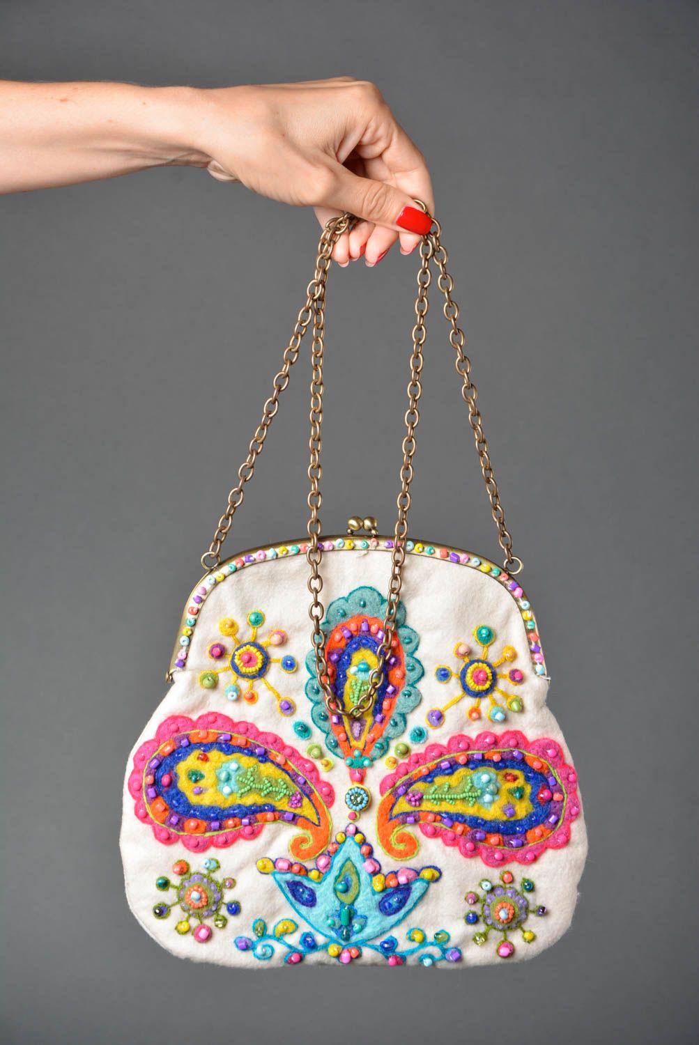 Handmade bag designer bag unusual bag for women woolen handbag gift ideas photo 5