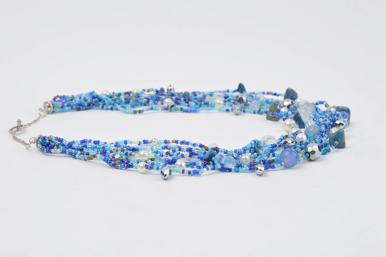 Blaue Glasperlen handmade Damen Halskette Halsschmuck für Damen Schmuck Collier foto 2