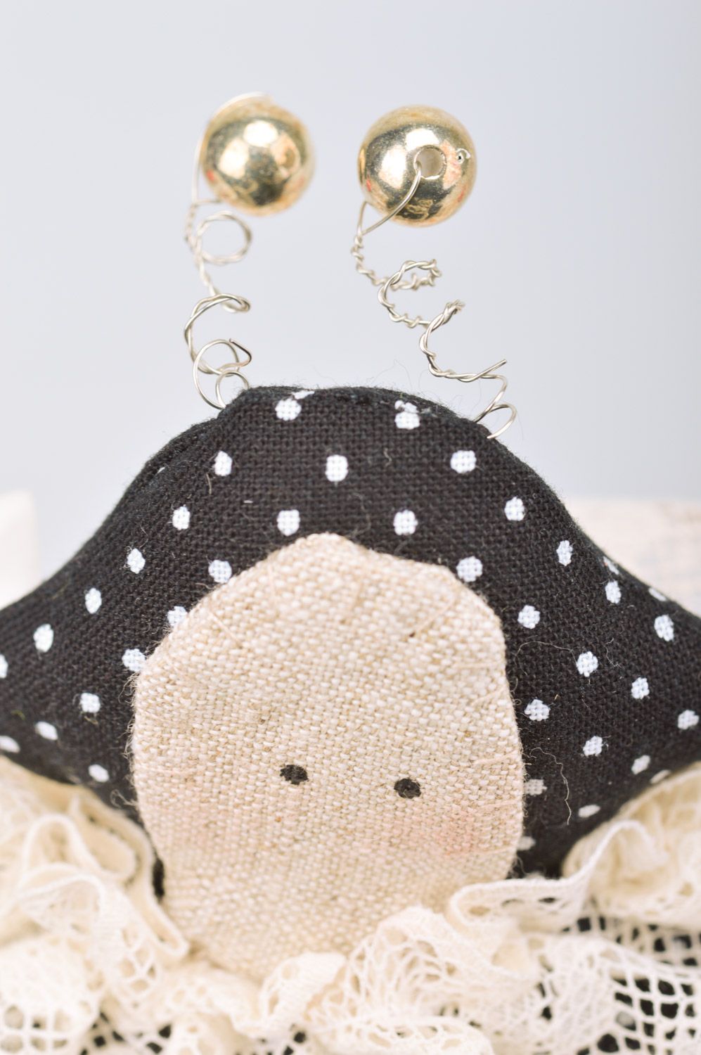 Handmade designer soft toy sewn of cotton Ladybug for interior and children photo 4