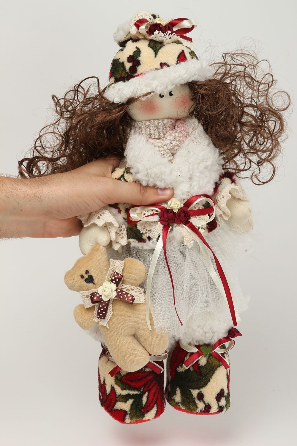 Muñeca artesanal de algodón y pana decoración de interior juguete de colección foto 5