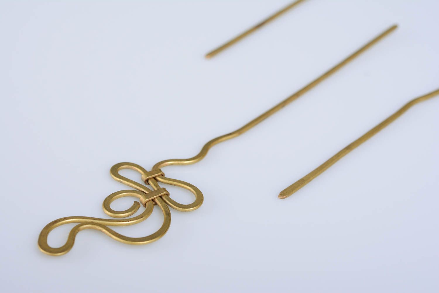 Wire wrap handmade hairpin beautiful designer accessory for hair made of brass photo 3