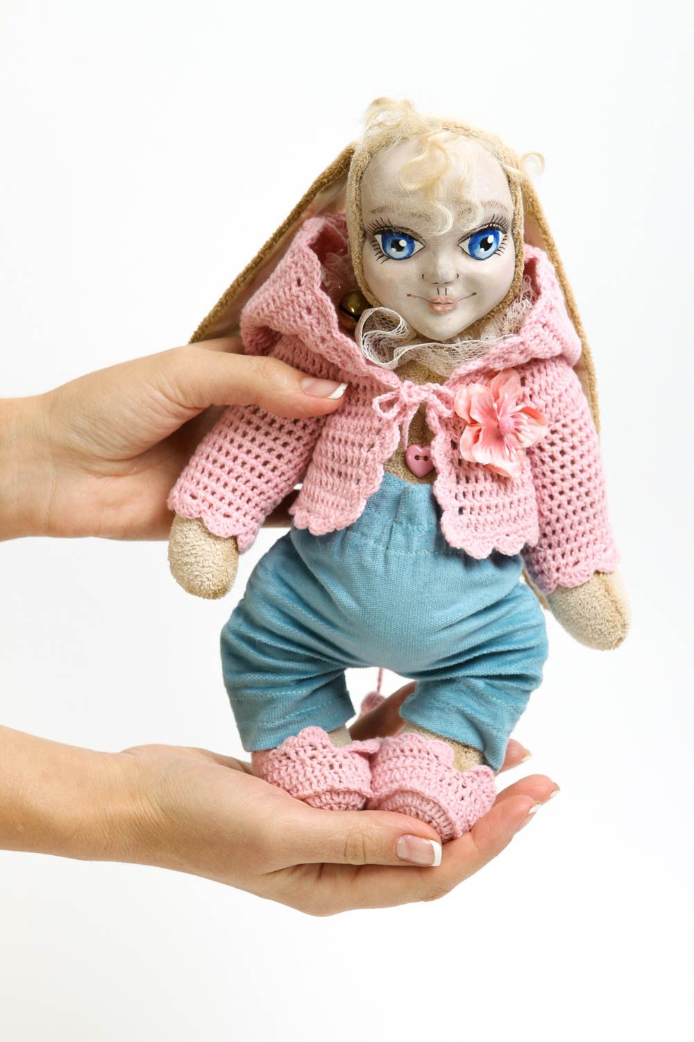 Puppe handgemacht Design Puppe mit Ohren Geschenk Idee Haus Dekoration aus Stoff foto 5