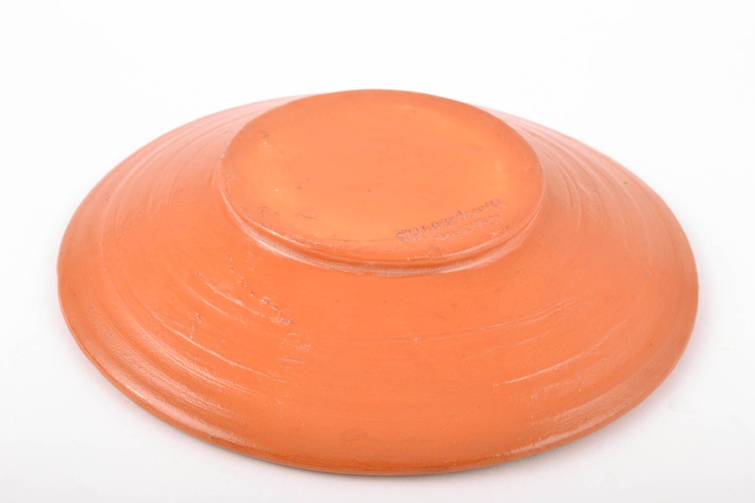 Керамическая тарелка плоская с волнообразным орнаментом фото 5