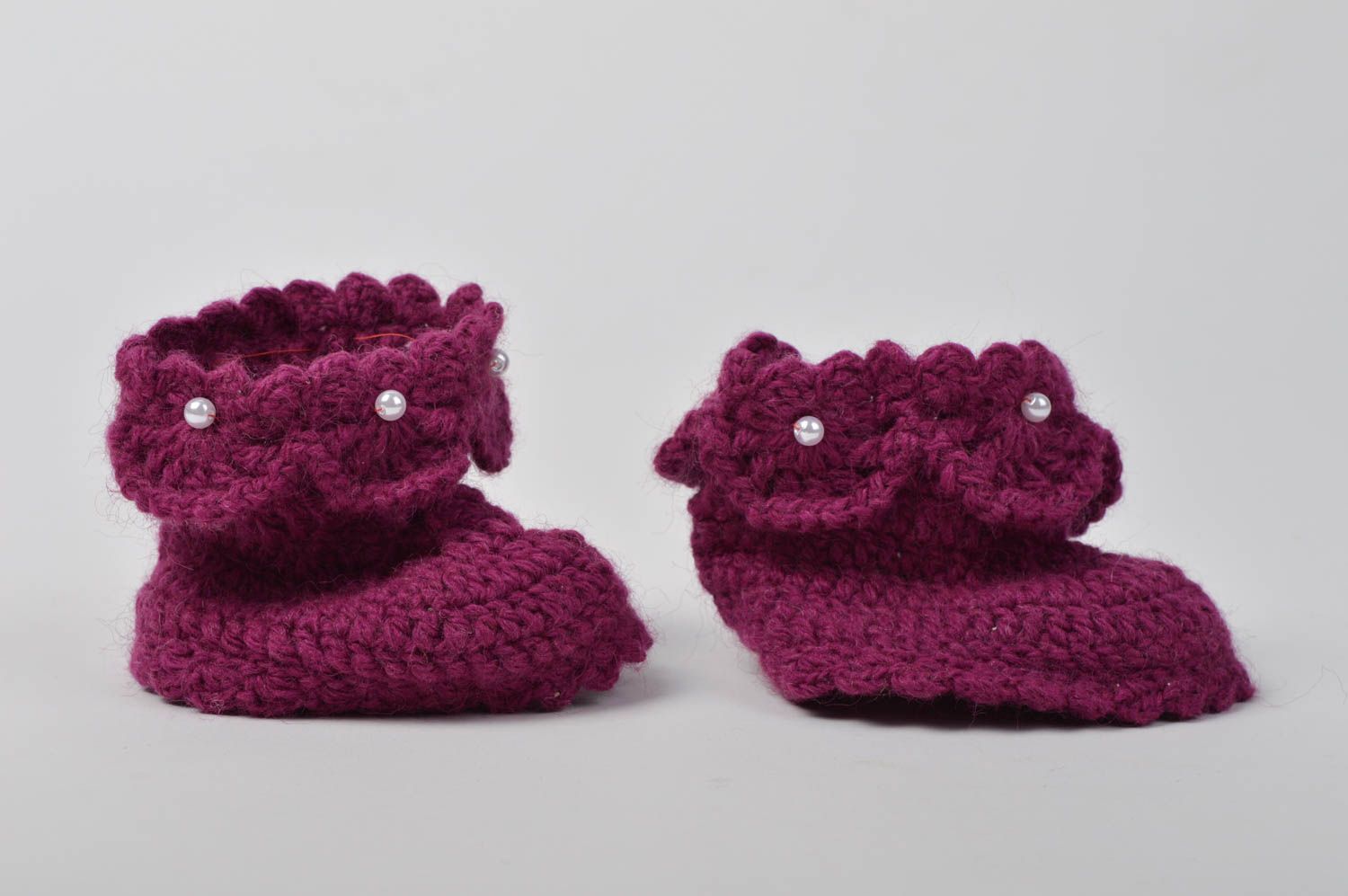 Handgefertigte Schuhe Geschenk für Kleinkinder gehäkelte Babyschuhe weich warm foto 3